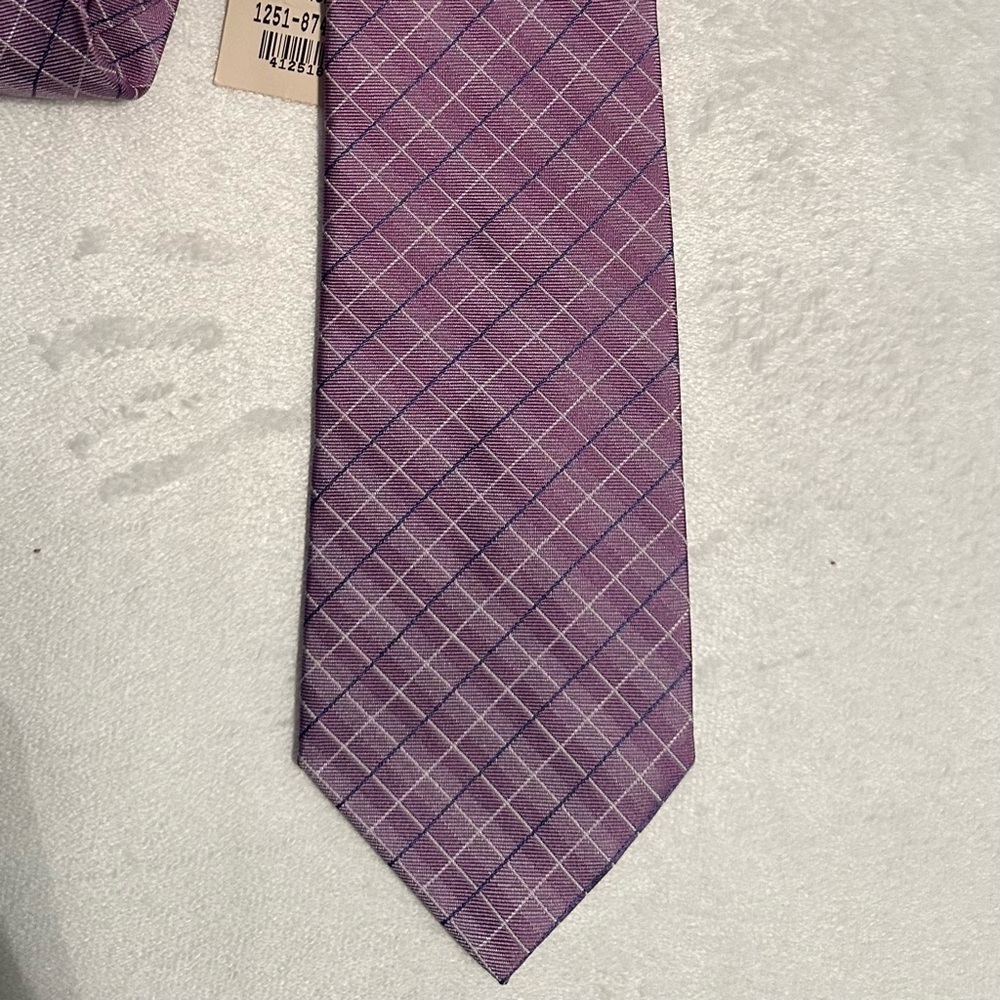 Vintage Guy Laroche Purple Plaid 100% Silk Men’s Neck Tie New with Tags Italy